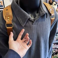 麦穗条长袖t恤男潮牌美式翻领polo衫宽松青少年潮流重磅衣服，男装T恤，星座506A