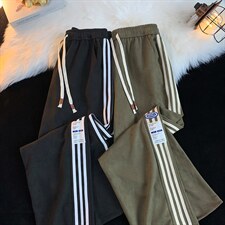 麂皮绒22秋冬新款条纹运动长裤宽松直筒阔腿休闲裤A334-K118-50，男装休闲裤，电商B339(原A334）
