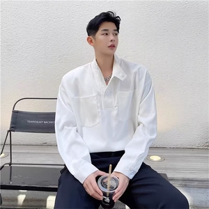 春秋简约小众设计轻奢感衬衣百搭韩范上衣男很仙的网红衬衫帅气潮