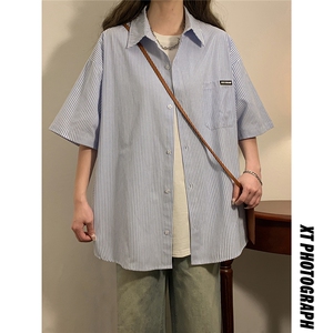 中性夏装2026新款短袖衬衫夏季薄半袖衬衣男女装半袖外套HK14-P43