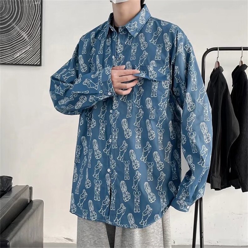 ins欧美高街嘻哈西海岸腰果花长袖衬衫C003P32,男装衬衫,星座1116-2