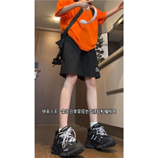 抖音品质夏季新款泡泡格潮流印花宽松短裤B315-K24142-p35控48，男装牛仔裤，电商B315