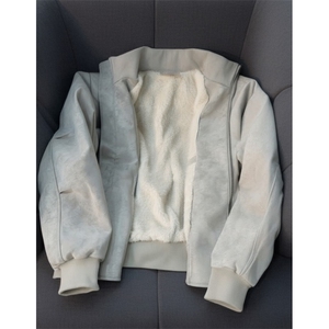 大码扎染皮扎染荔枝皮兔毛棉衣pu皮衣外套cleanfit棒球服棉衣MF88图片