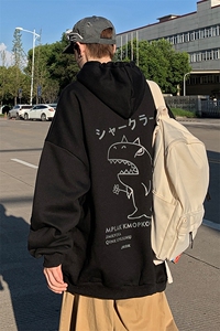WY2092-P40 纯棉连帽卫衣男大码运动帽衫宽松薄外套男图片
