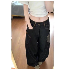 潮流常规高腰显瘦宽松阔腿裤牛仔裤女新款气质时尚长裤简约春秋，男装牛仔裤，星座506A