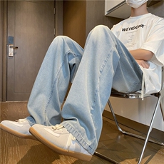 抖音品质夏季新款冰丝薄款宽松休闲牛仔裤B315-K24087-p55控78，男装牛仔裤，电商B315