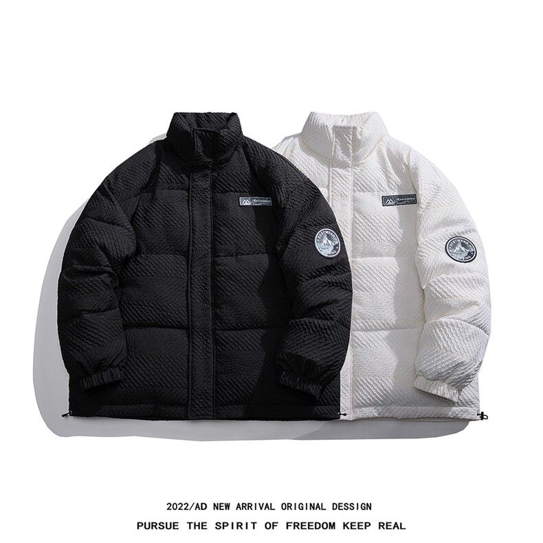 白底22冬季潮流特殊材质贴标设计感纯色立领羽绒服YR201P245控298,男装羽绒服,电商A247-1
