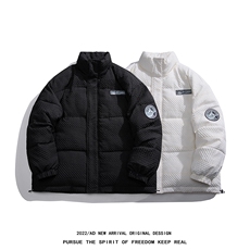白底22冬季潮流特殊材质贴标设计感纯色立领羽绒服YR201P245控298，男装羽绒服，电商A247-1