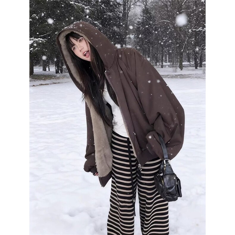 两面穿现货重磅短款座山雕棉衣男女双面穿毛毛绒棉服加厚外套,男装棉衣,电商A486