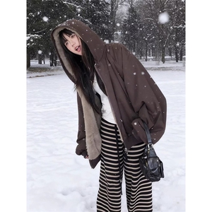 两面穿现货重磅短款座山雕棉衣男女双面穿毛毛绒棉服加厚外套图片