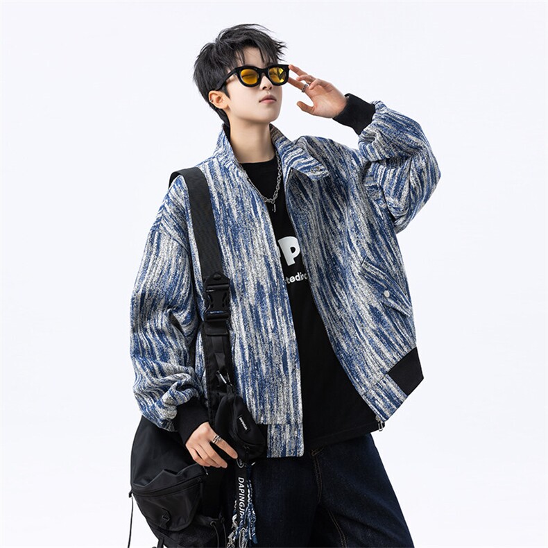 美式复古扎染立领夹克男外套春秋季休闲上衣星座812-JK10-P88,男装夹克,星座812