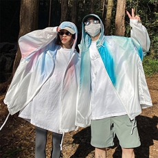特批P50无差价25夏户外连帽冰丝扎染情侣款轻薄透气防晒衣J25615，男装防晒衣，电商A001