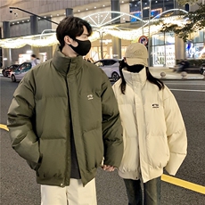 情侣冬装港风PU软皮棉服刺绣logo棉衣休闲加厚外套男G1103P128，男装棉衣，电商A339