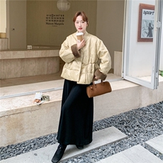 新中式V领提花毛毛羽绒服2025冬新款设计感收腰显瘦90白鸭绒外套，女装羽绒服，2C159