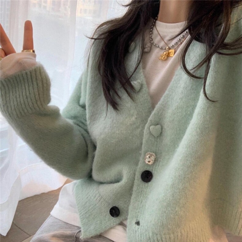 新款爱心钻卡小开衫软乎乎，其它，XTZ style