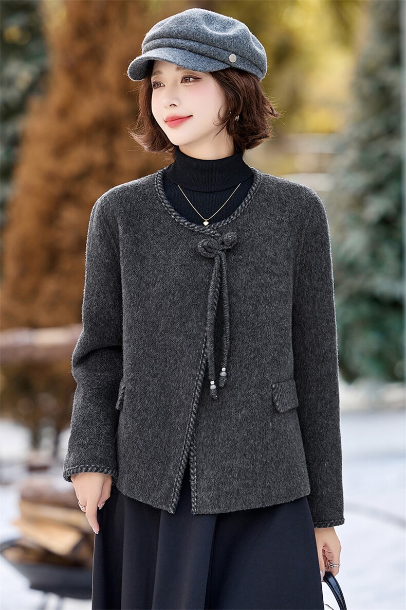 小个子双面羊毛呢大衣女2025春秋新款气质短款小香风圆领呢子外套,女装双面呢大衣,衣之秀