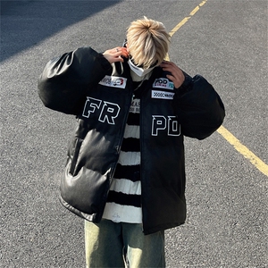 2024美式机车PU皮棉衣外套冬季保暖高街潮牌宽松棉袄MF101-P83图片
