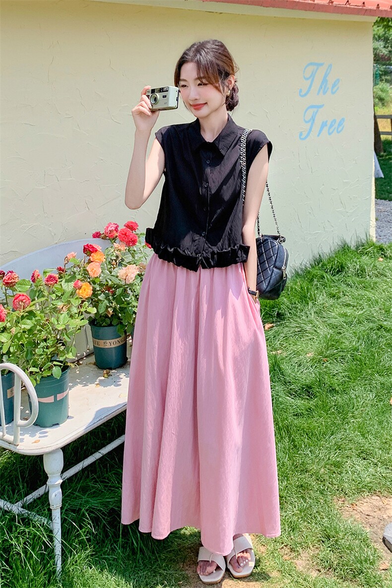 夏季穿搭一整套时尚女2025年新款韩系高级感衬衫半身裙,女装连衣裙,2C032