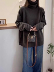 秋季新款舒适显瘦时尚百搭五针堆堆领针织衫，女装羊毛衫，恒恩羊绒