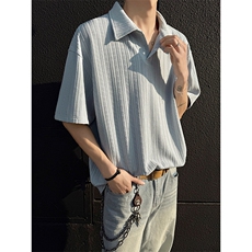 2026夏季新款X7084-TP2548柔软麦穗条纹V字领polo老钱风T恤，男装T恤，电商A102