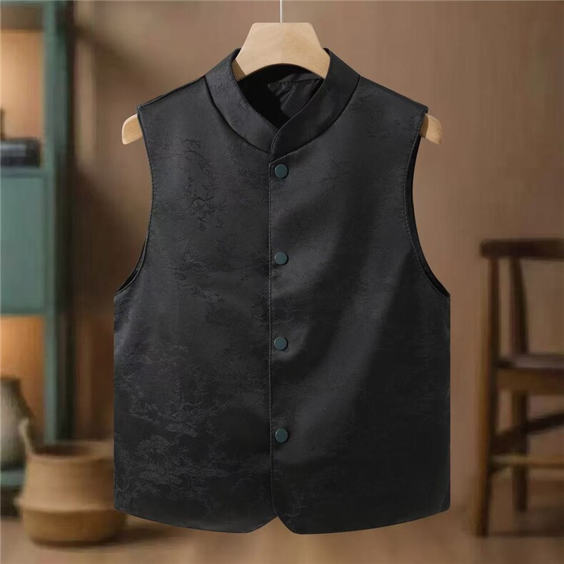 2025年秋季新款立领新中式马甲，女装皮衣，心意女装