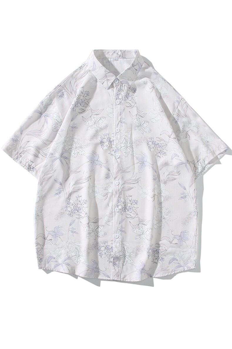 精品花衬衫大码男短袖夏季痞帅休闲上衣服外套翻领衬衣A012/P35,男装衬衫,电商A012