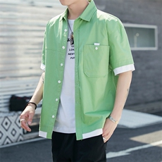 100%棉夏装新款大码短袖衬衫男中袖五分袖衬衫8856，男装衬衫，电商D240-242
