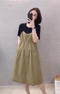 夏款拼接连衣裙图片