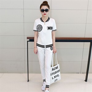 时尚休闲运动套装女夏季新款韩版宽松显瘦短袖长裤两件套学生装图片