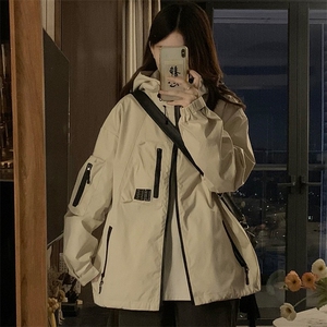C910-P105 复古连帽工装外套冲锋衣男女宽松潮牌情侣夹克登山服图片