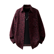 1立体白底豹纹衬衫M-5XL大码聚酯纤维长袖衬衫CS78728P35控58，男装衬衫，星座226-2