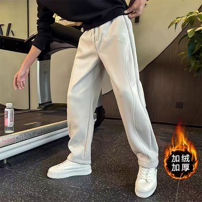加绒加厚休闲卫裤男潮牌直筒运动裤春秋男裤2025新款冬季休闲裤图片