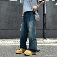 秋冬牛仔裤男生潮流裤子百搭宽松休闲裤阔腿牛仔长裤RK3076-P43，男装牛仔裤，星座412-1