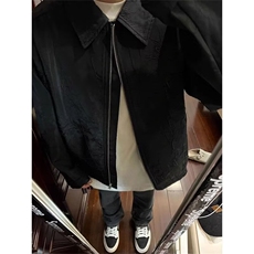 新款慵懒ins复古褶皱飞行员夹克外套男士秋季潮流上衣LJK6022-P58，男装夹克，星座1008