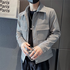 312A-5-2203-P105春秋千鸟格社会小伙夹克外套潮流韩版上衣C，男装夹克，星座312A-5