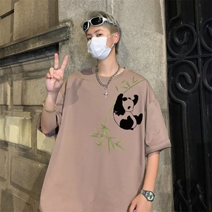 T772大码宽松纯棉运动圆领体恤衫oversize短袖T恤男重磅T图片