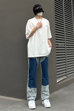 B221美式ins高街小众暗黑做旧修身小脚牛仔裤LK22078-P65控88，男装牛仔裤，电商B221