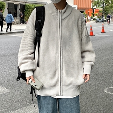 春秋季潮高街宽松落肩袖拉链毛衣男开衫外套针织衫男毛衣YM005，男装针织衫/毛衣，星座302B