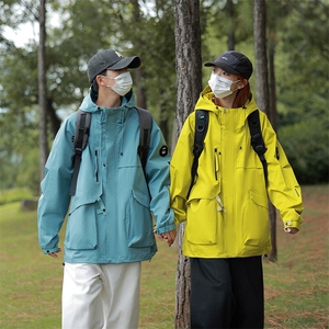 春秋户外冲锋衣男女同款防风防水连帽工装外套登山服夹克2481-P75图片