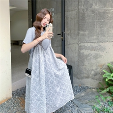 灰色假两件拼接连衣裙女夏2025新款超仙甜美小众艺术感穿搭巨好看，女装连衣裙，2C283