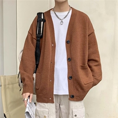开衫新款长袖原宿男直筒型2025秋季休闲V领流行毛衣针织衫ins潮流，男装针织衫/毛衣，星座715-4
