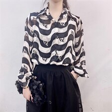 秋冬新款锦花衬衫，女装衬衫，青橙愫