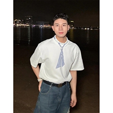 街头航海系t恤男夏季小方巾拼接短袖重磅硬挺正肩半袖TY89，男装T恤，星座1116A（原606A-3）