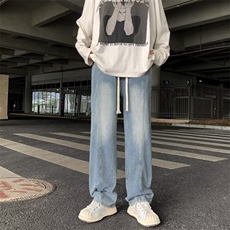 黄泥染牛仔裤男高街vibe复古做旧直筒裤秋季美式宽松K1066-P40，男装牛仔裤，星座1109-3