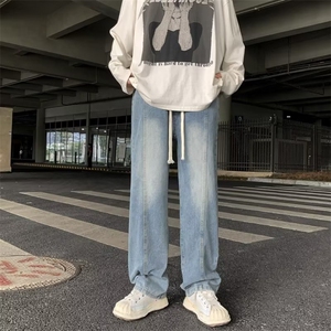 黄泥染牛仔裤男高街vibe复古做旧直筒裤秋季美式宽松K1066-P40图片