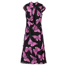 新中式改良旗袍连衣裙女夏季2024新款印花蝴蝶高端气质绝美显瘦，女装连衣裙，布芭啦