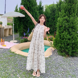 新款热卖！！宽松仙女度假挂脖连衣裙图片