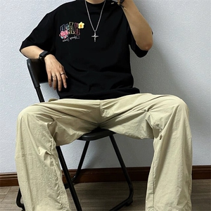 万针全刺绣工艺抖音得物高品质260克重磅纯棉双纱美式高街短袖T恤图片