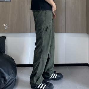 自拍图 有大货 复古工装裤美式宽松高腰阔腿夏薄款休闲裤K41-P40图片