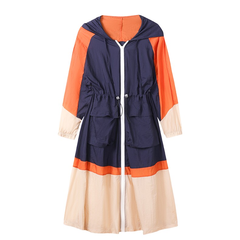 拼色防晒衣女款夏季2023新款大码时尚防晒服轻薄透气开衫外套,女装防晒衣,可可小西